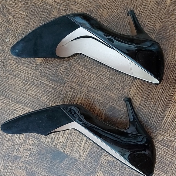 Clarks black patent leather and suede high heel pumps - Picture 6 of 8